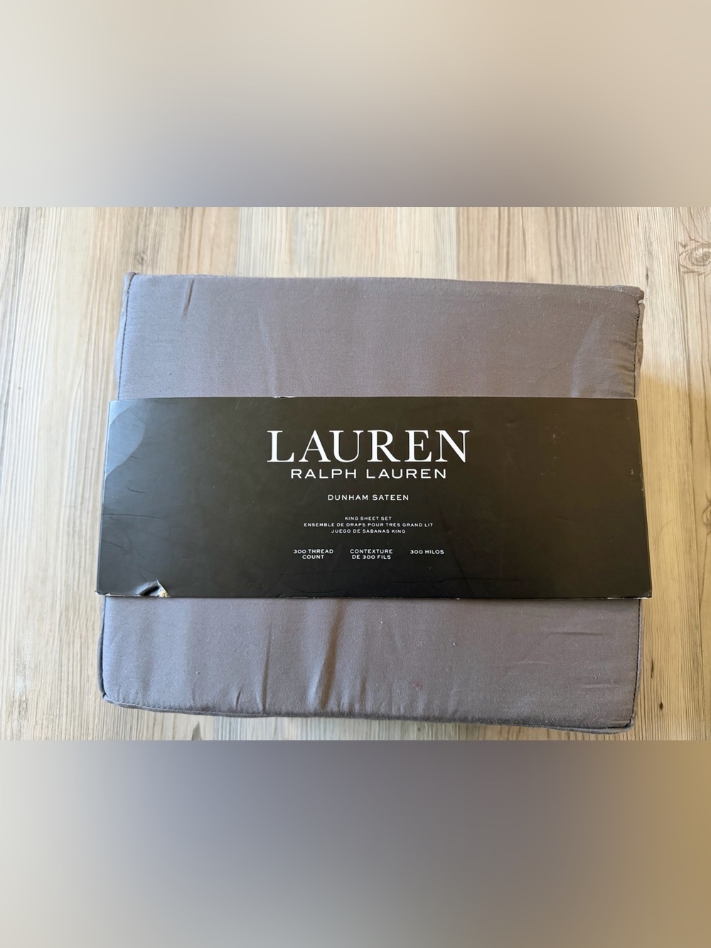 Ralph Lauren King 4p Sheet Set Dunham Sateen Solid CHARCOAL GRAY 300TC New